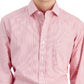 Camisa social listrada de algodão masculina Club Room, tamanho regular, vermelha, 32x33