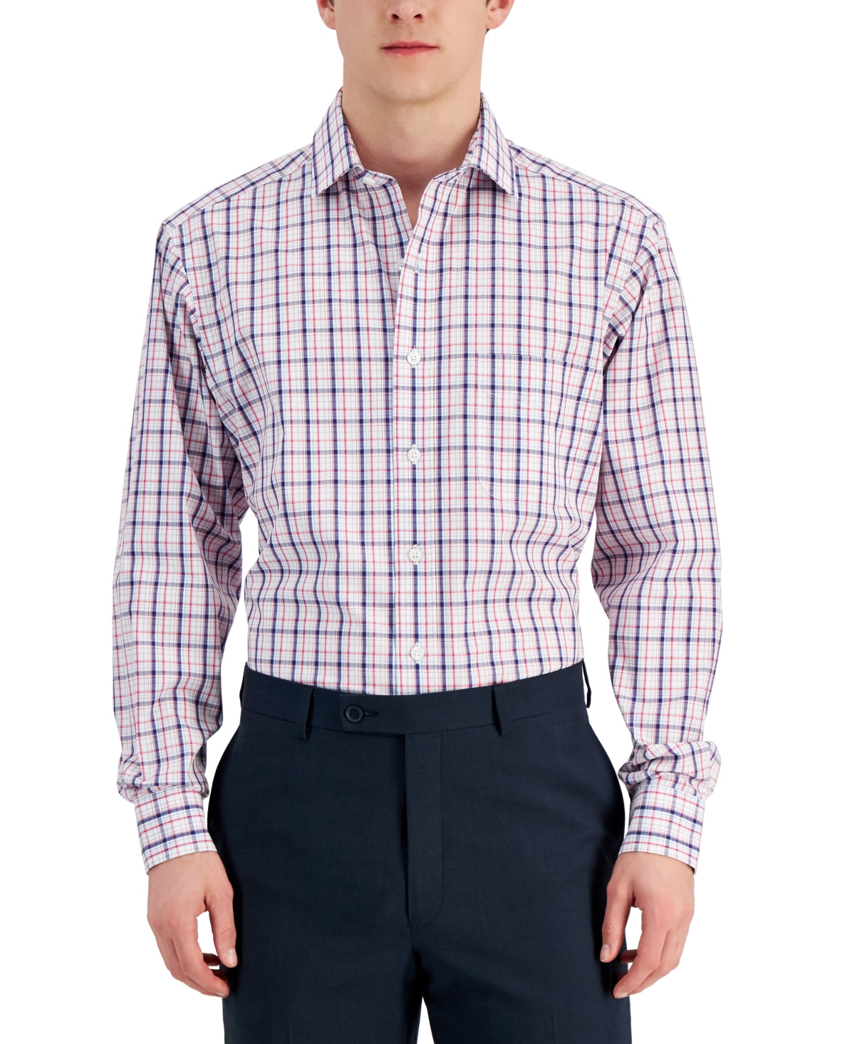 Camisa social masculina Club Room Regular Fit de algodão vermelha tamanho 15,5 x 32 x 33