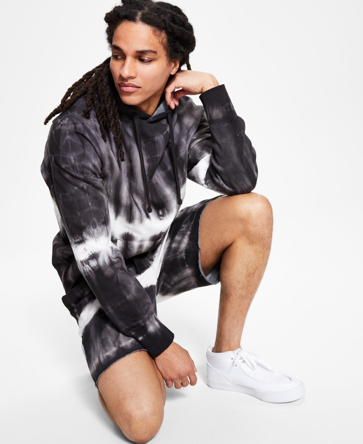 Moletom com capuz masculino Shibori Sun + Stone, preto, tamanho pequeno