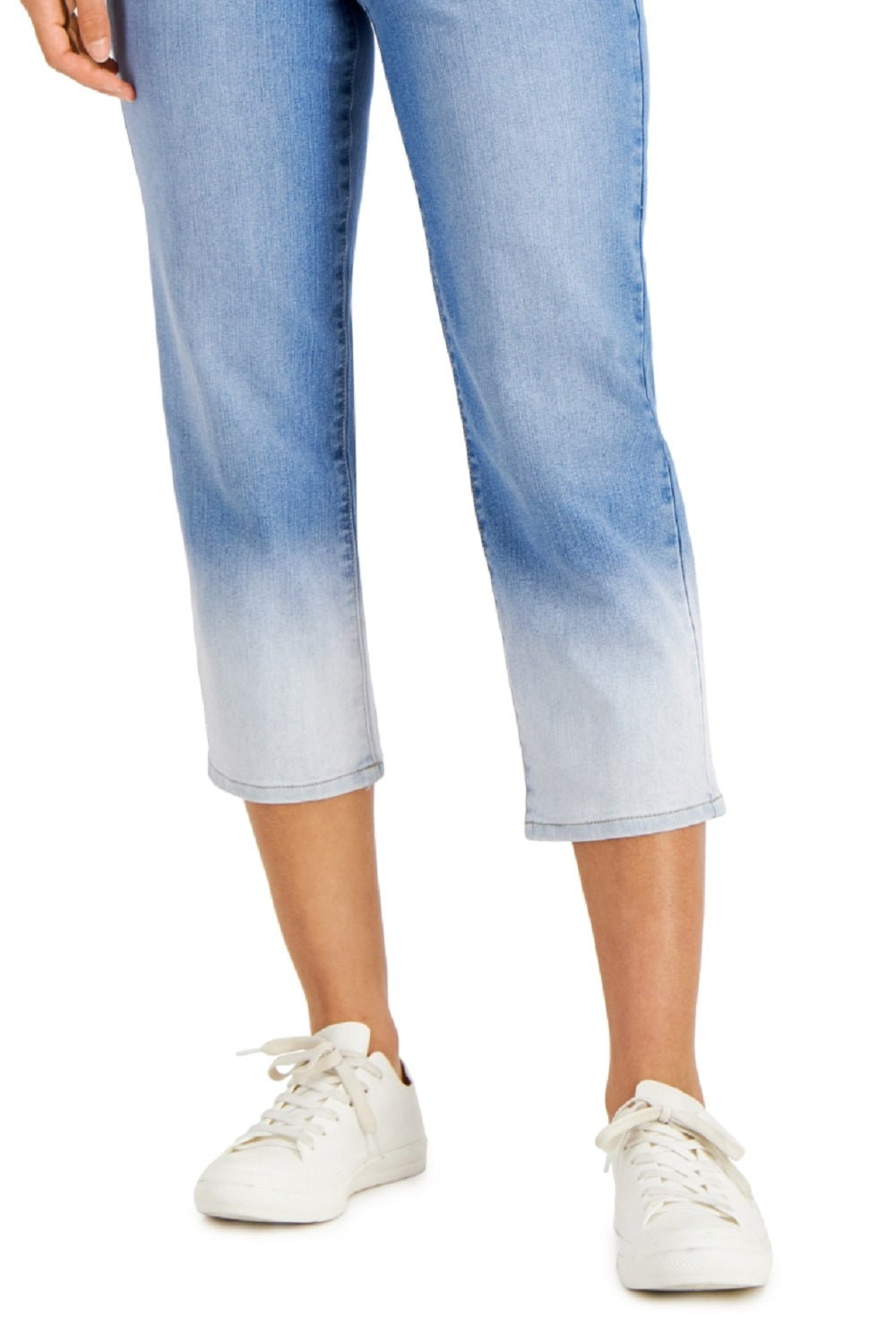 Jeans cropped feminino Style &amp; Co, cintura alta, azul, tamanho 18