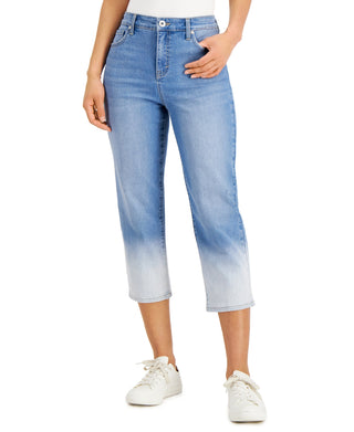 Jeans curto reto de cintura alta feminino Style &amp; Co, azul, tamanho 8, pequeno