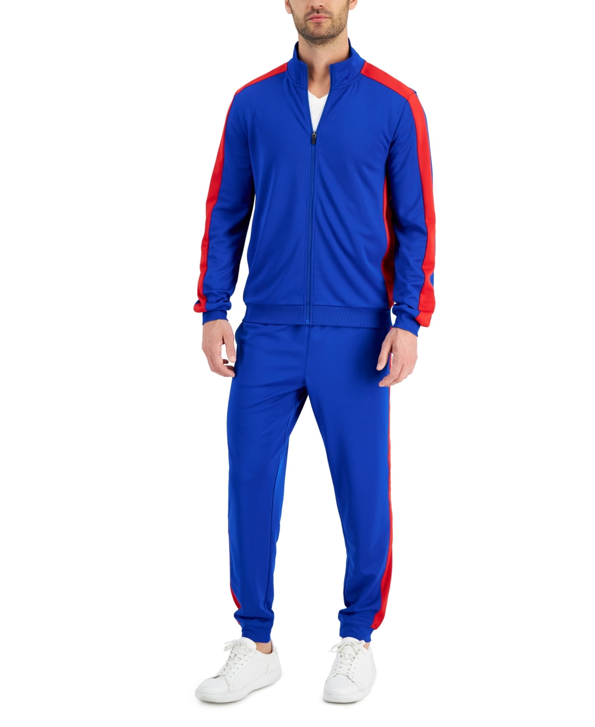 Jaqueta de malha masculina ID Ideology Regular Fit com absorção de umidade, azul, tamanho XXX-G