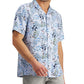 Camisa de acampamento com estampa tropical e ajuste regular masculina Club Room, azul, tamanho pequeno