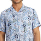 Camisa de acampamento com estampa tropical e ajuste regular masculina Club Room, azul, tamanho pequeno