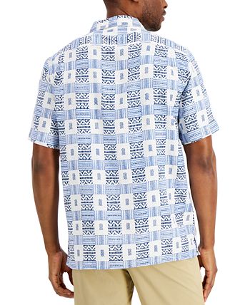 Camisa masculina Club Room Tribal Etch, branca, tamanho pequeno