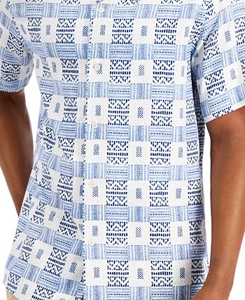Camisa masculina Club Room Tribal Etch, branca, tamanho pequeno