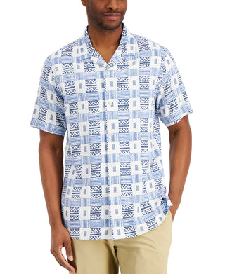 Camisa masculina Club Room Tribal Etch, branca, tamanho pequeno