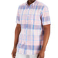 Camisa de popeline xadrez Romero masculina Club Room, rosa, tamanho médio