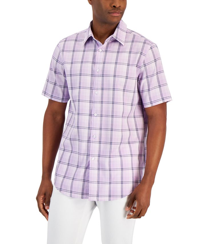 Camisa de popeline xadrez Giza masculina Club Room, roxa, tamanho XX-G