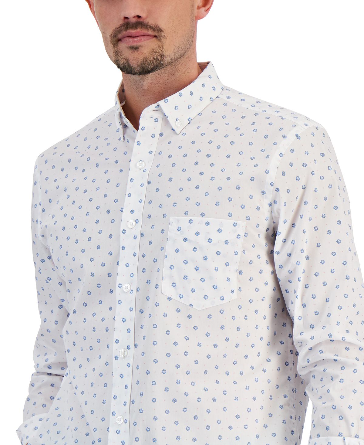 Camisa Masculina Estampa Floral Club Room Branca Tamanho X-G
