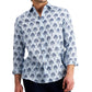 Camisa de linho masculina Club Room Regular Fit com estampa de palmeira, azul, tamanho extragrande