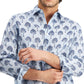 Camisa de linho masculina Club Room Regular Fit com estampa de palmeira, azul, tamanho extragrande