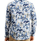 Camisa de linho masculina Club Room Regular Fit Jacobean com estampa floral, azul, tamanho médio