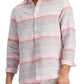 Camisa de linho listrada masculina Club Room, tamanho médio, rosa, ajuste regular