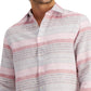Camisa de linho listrada masculina Club Room, tamanho médio, rosa, ajuste regular