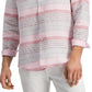 Camisa de linho listrada masculina Club Room, tamanho médio, rosa, ajuste regular