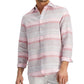 Camisa de linho listrada masculina Club Room, tamanho grande, rosa, ajuste regular