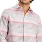 Camisa de linho listrada masculina Club Room Regular Fit Rosa