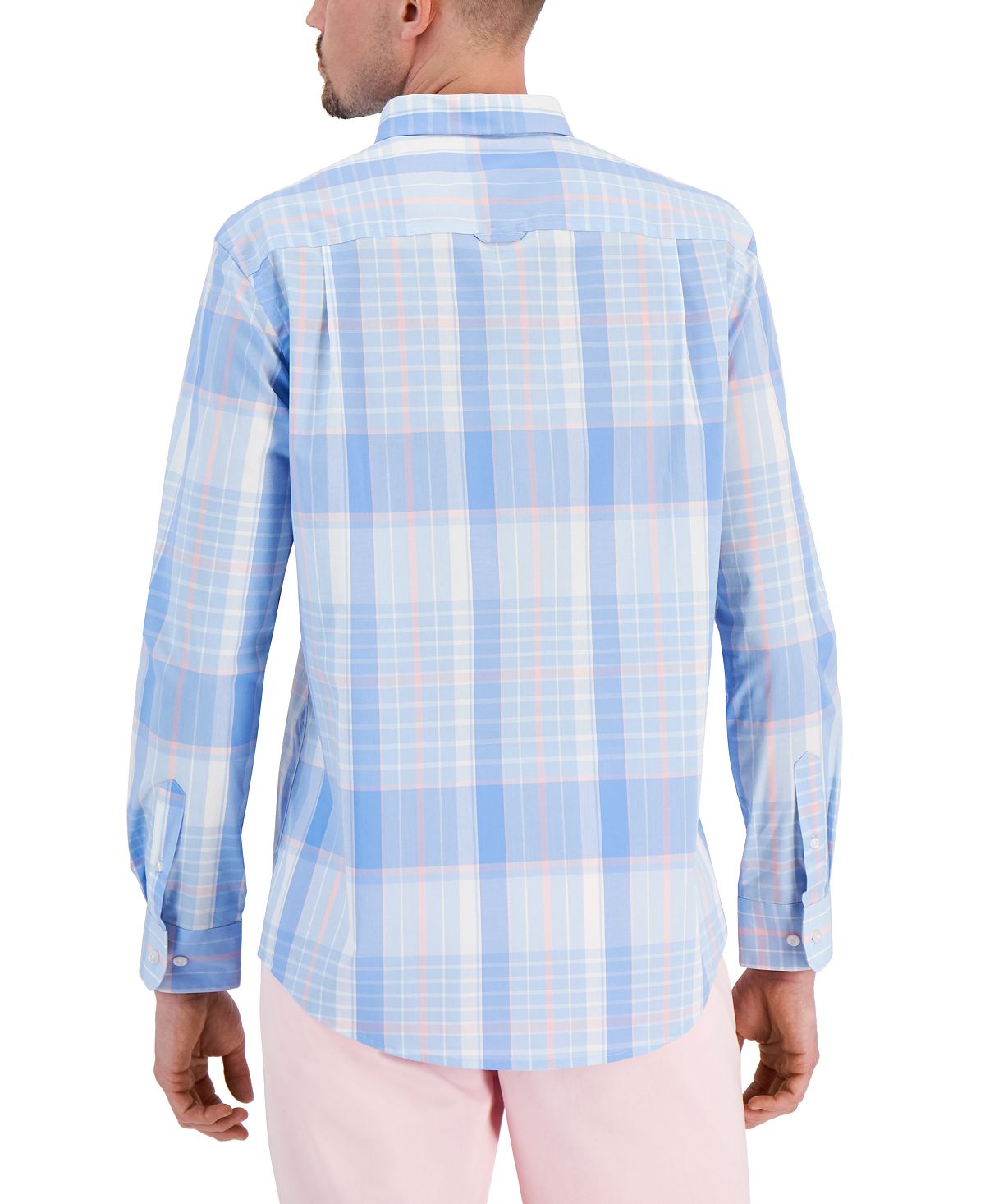 Camisa xadrez Club Room Spotlight masculina azul tamanho médio