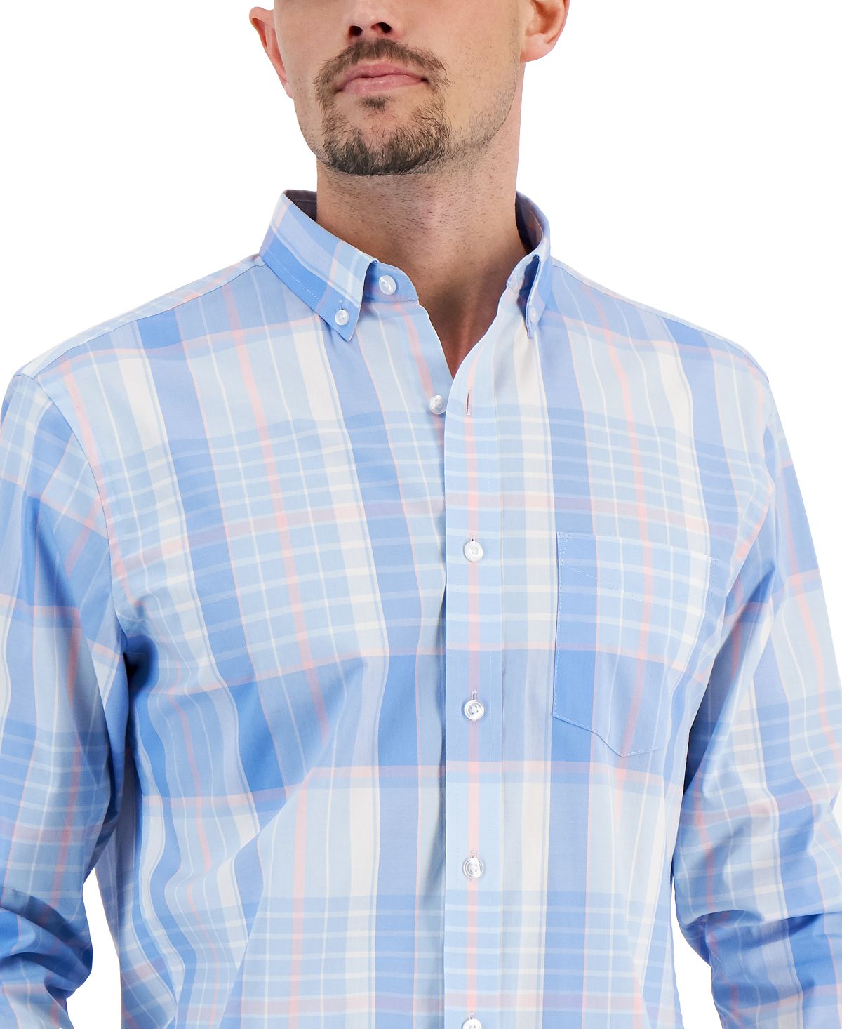 Camisa xadrez Club Room Spotlight masculina azul tamanho médio