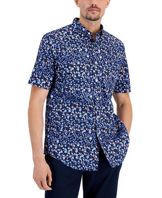 Camisa Masculina Estampada Floral Club Room Azul Tamanho P