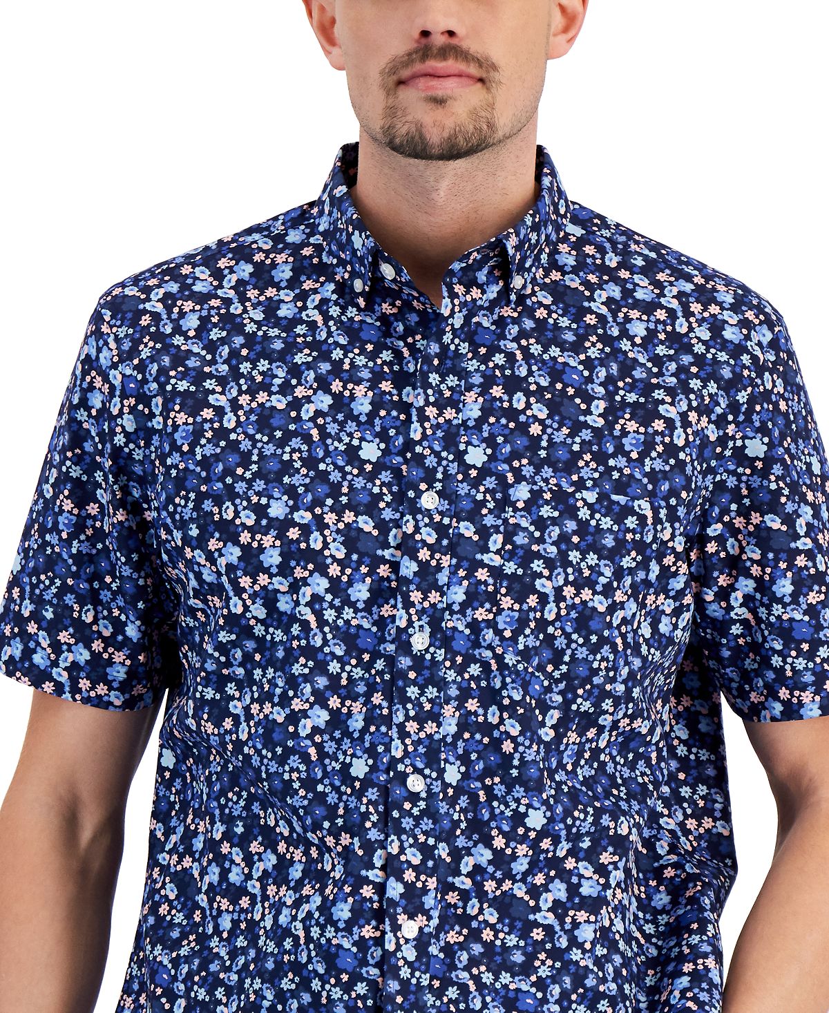 Camisa Masculina Estampada Floral Club Room Azul Tamanho P