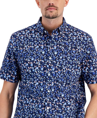 Camisa Masculina Estampada Floral Club Room Azul Tamanho P