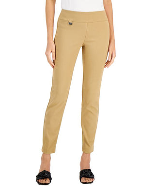 Calça skinny estampada Alfani feminina com controle de barriga, tamanho 12, marrom