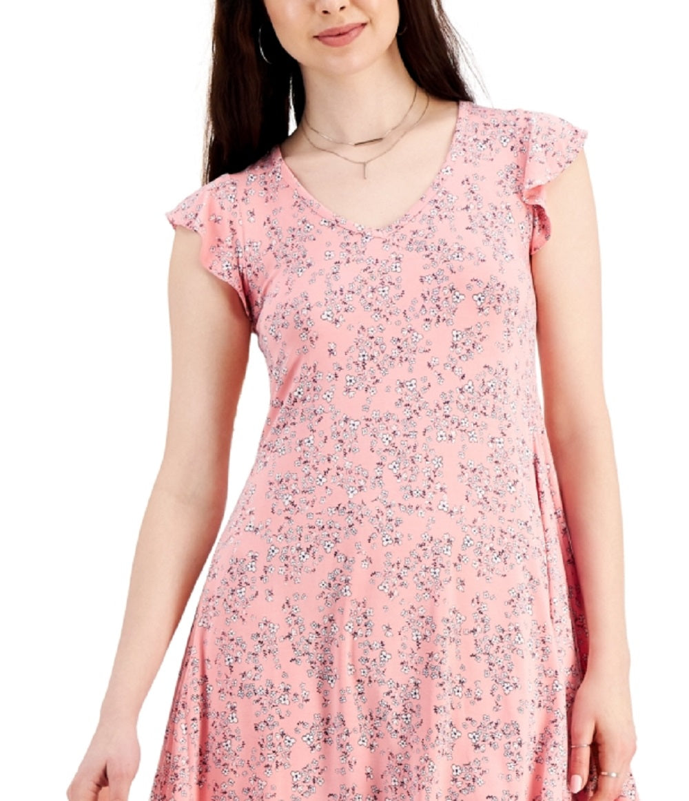 Vestido feminino com estampa floral e mangas esvoaçantes, estilo &amp; co, rosa, tamanho extragrande