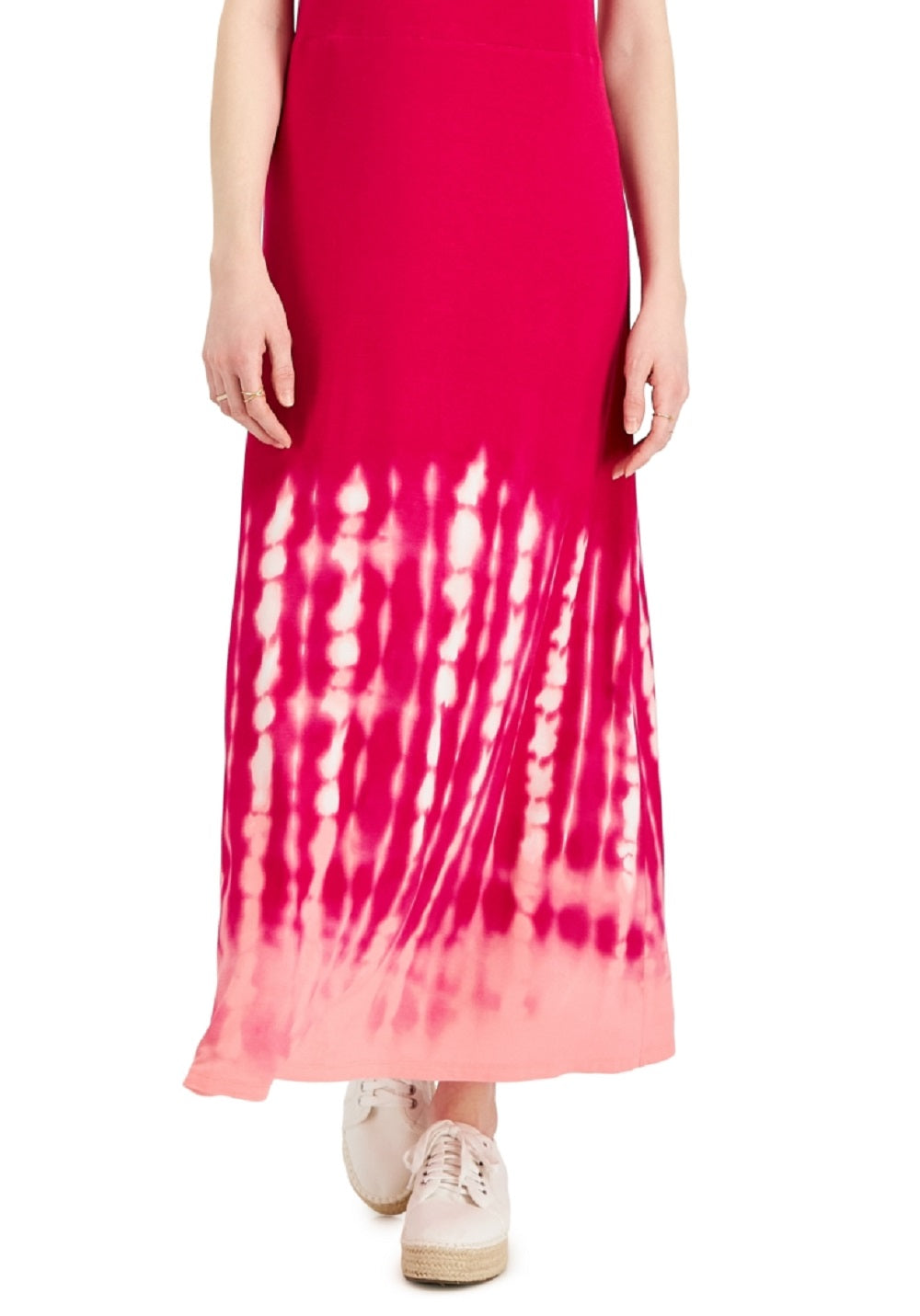 Vestido longo sem mangas estilo &amp; co feminino, tingido, rosa, tamanho grande