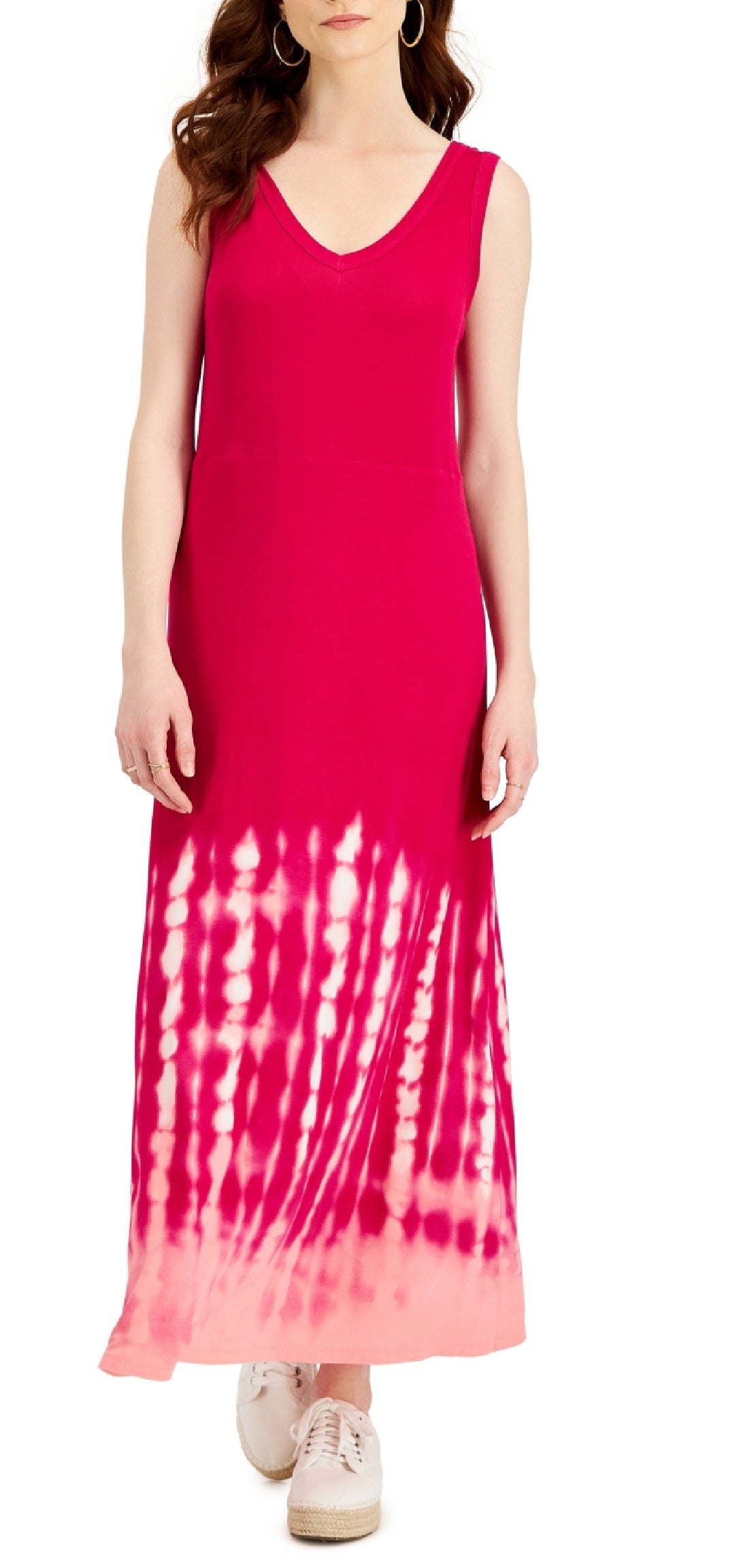Vestido longo sem mangas estilo &amp; co feminino, tingido, rosa, tamanho extragrande