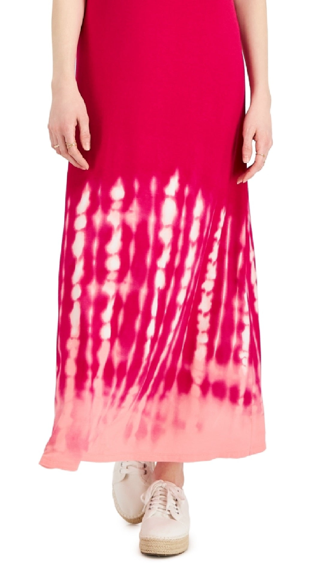 Vestido longo sem mangas estilo &amp; co feminino, tingido, rosa, tamanho extragrande