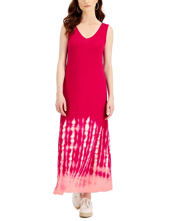Vestido longo sem mangas estilo &amp; co feminino, tingido, rosa, tamanho GG