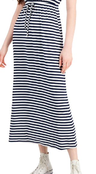Vestido longo feminino estampado com cintura marcada estilo &amp; co, azul, tamanho grande