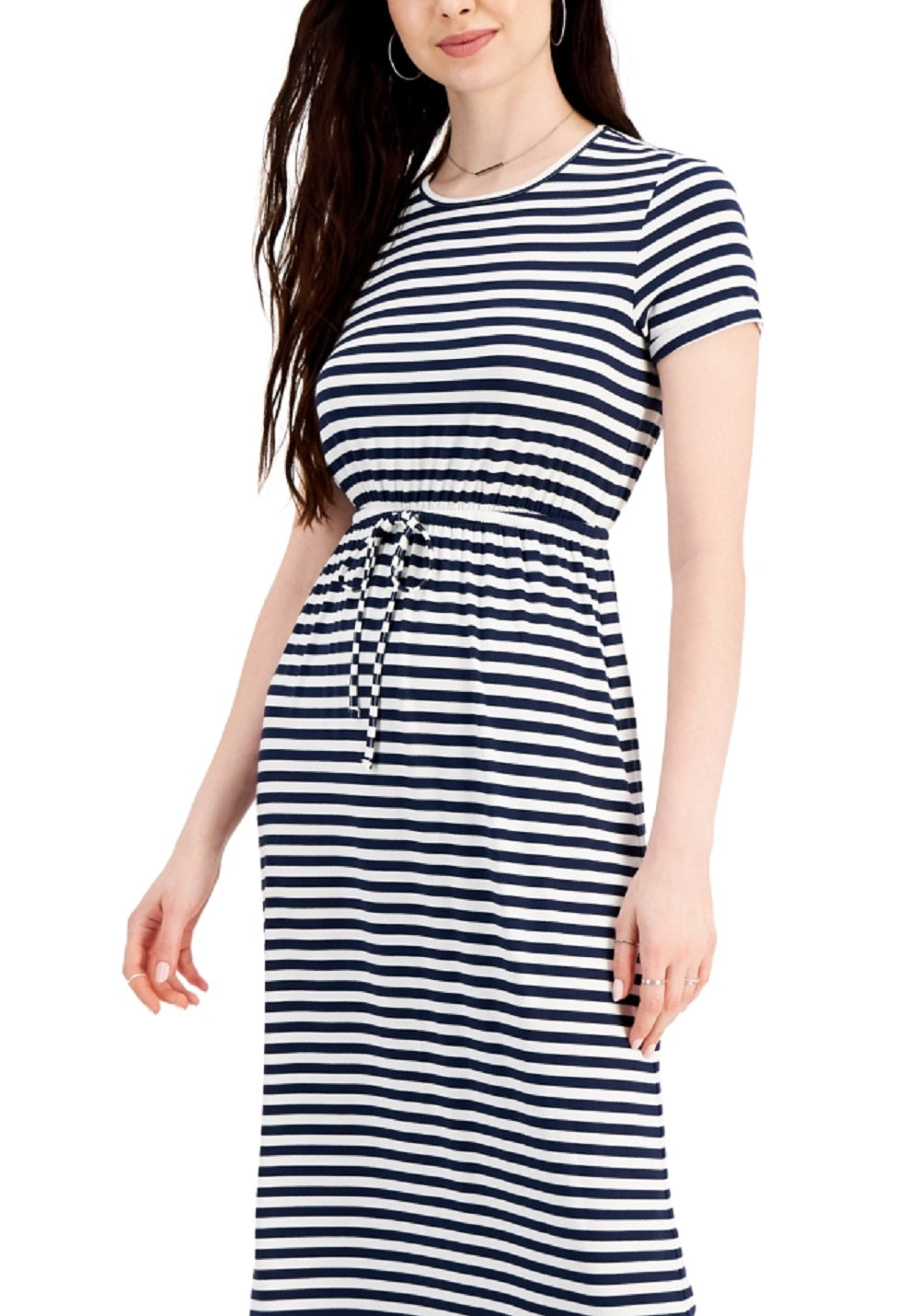 Vestido longo feminino estampado com cintura marcada estilo &amp; co, azul, tamanho extragrande