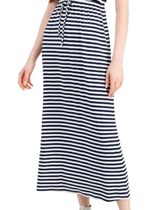 Vestido longo feminino estampado com cintura marcada estilo &amp; co, azul, tamanho extragrande