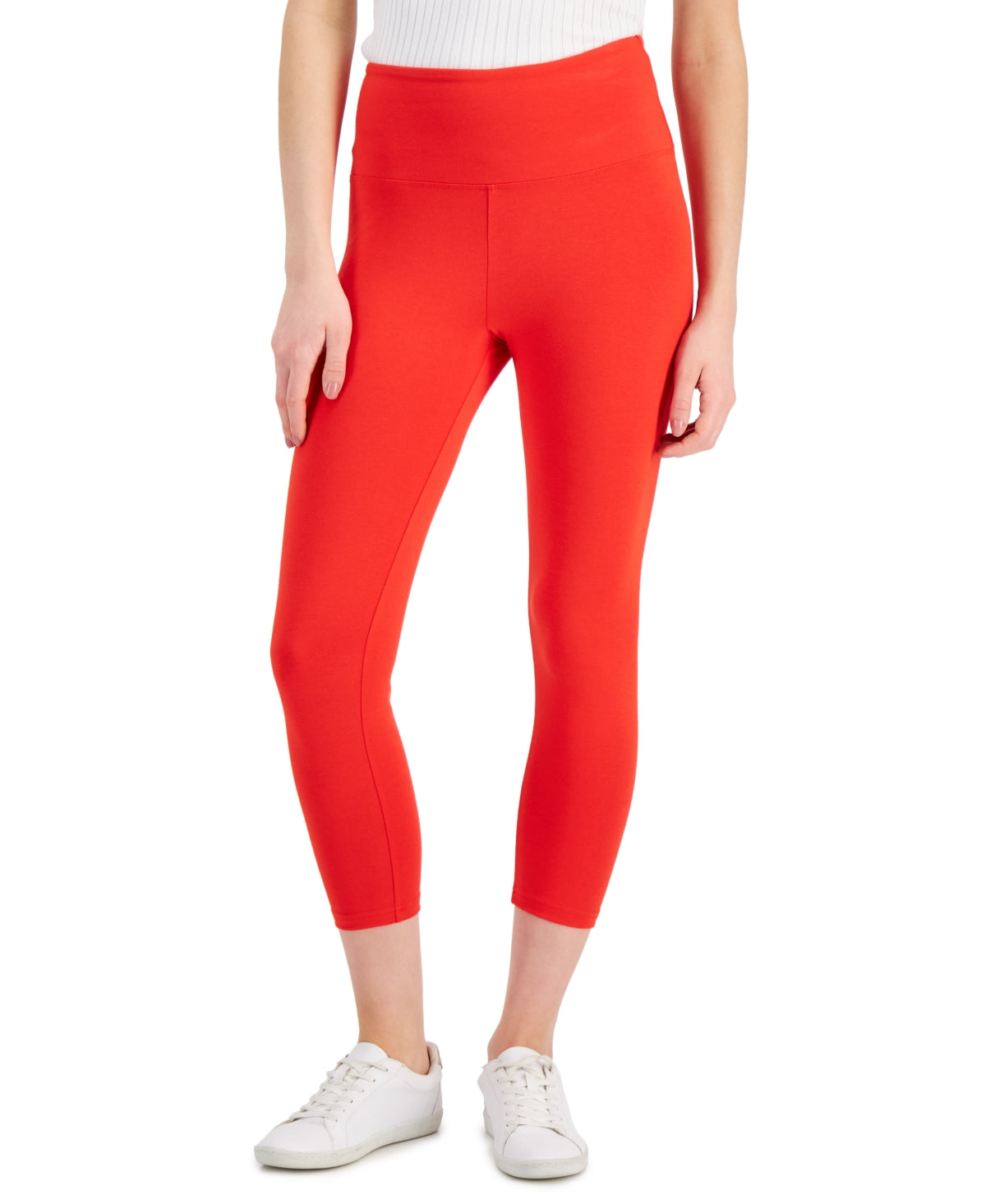 Legging Capri Feminina Cintura Alta Estilo &amp; Co Vermelha Tamanho X-G