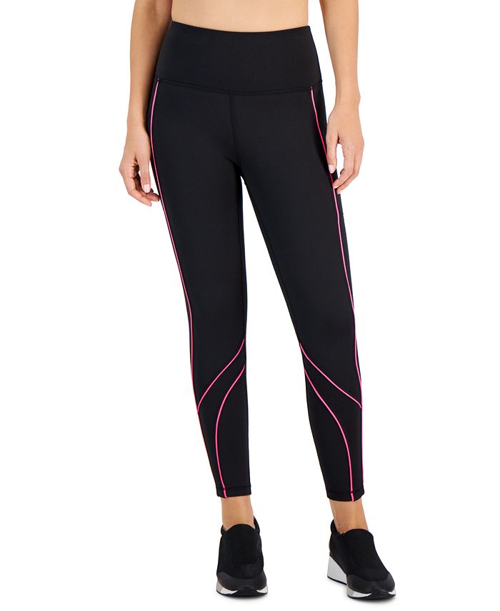 Leggings femininas ID Ideology com debrum contrastante 7/8, pretas, tamanho grande