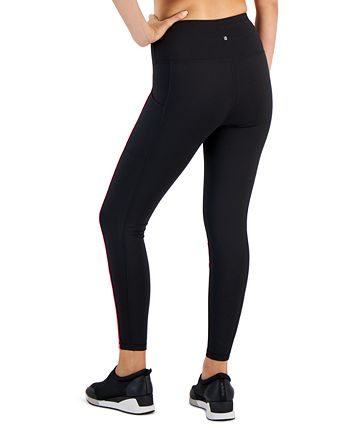 Leggings femininas ID Ideology com debrum contrastante 7/8, pretas, tamanho grande