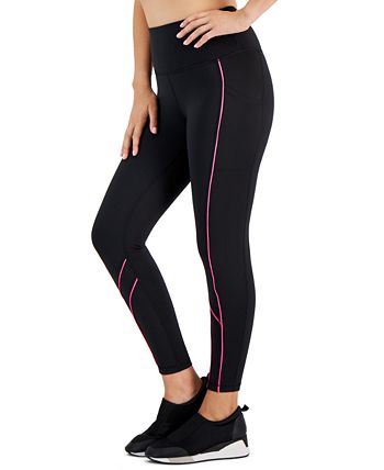 Leggings femininas ID Ideology com debrum contrastante 7/8, pretas, tamanho grande