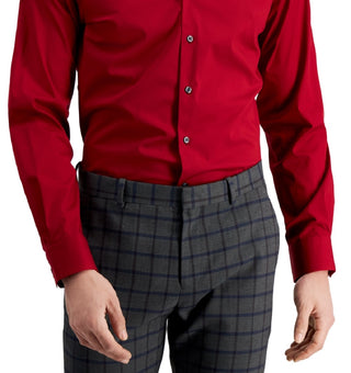Camisa social masculina Alfani Slim Fit com elasticidade bidirecional e resistente a manchas, vermelha, tamanho 14 x 32 x 33