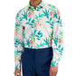Camisa social masculina Bar III Slim Fit com estampa tropical, branca, tamanho grande