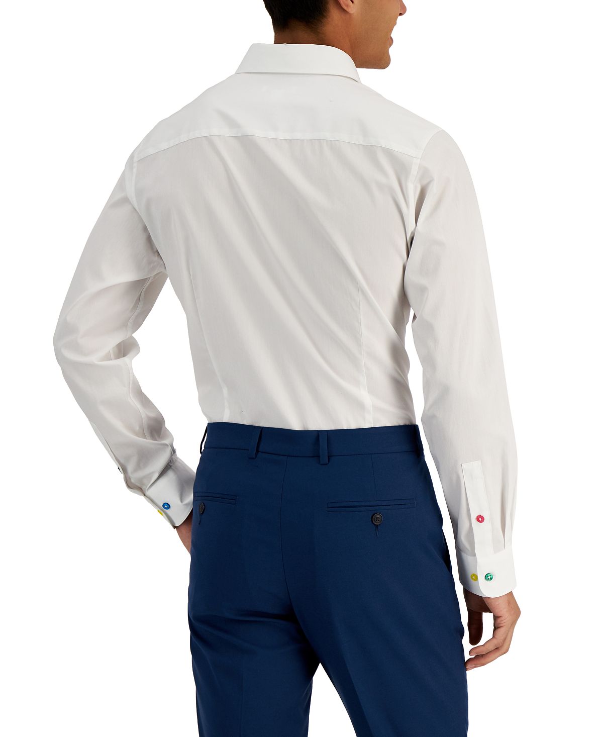 Camisa social masculina Bar III Slim Fit com botões coloridos, branca, tamanho pequeno