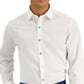 Camisa social masculina Bar III Slim Fit com botões coloridos, branca, tamanho pequeno