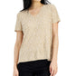 Camiseta feminina estampada Alfani com decote em V, marrom, tamanho extragrande