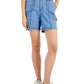 Shorts femininos estilo &amp; co, azul, com pespontos, tamanho 6, pequeno