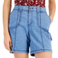Shorts femininos estilo &amp; co, azul, com pespontos, tamanho 6, pequeno