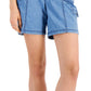Shorts femininos estilo &amp; co, azul, com pespontos, tamanho 6, pequeno