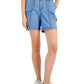 Shorts femininos estilo &amp; co, azul, com pespontos, tamanho 10, pequeno