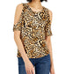 Blusa de malha feminina com estampa de leopardo e ombros descobertos, preta, tamanho extragrande, da INC International Concepts
